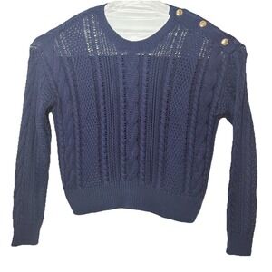 Lauren Ralph Lauren Navy Blue‎ Sweater Soft Pullover Sz XL Very Stretchy Buttons